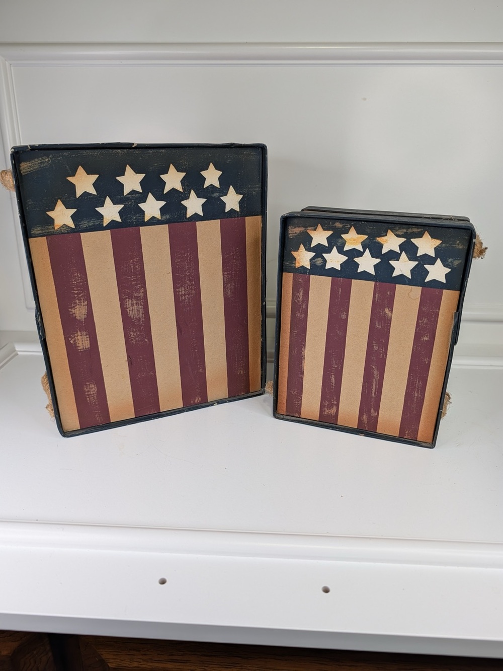 Rustic Patriotic Stripe Star Wall Decor - Set of 2